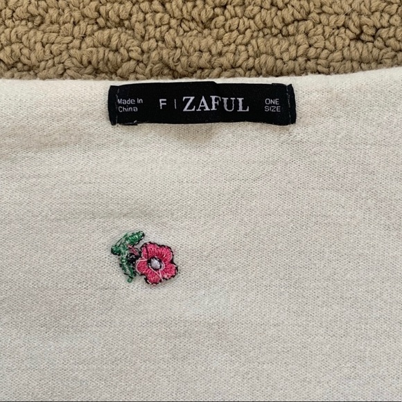 Zaful Tie Front Ditsy Flower Embroidered Cardigan - Picture 7 of 7
